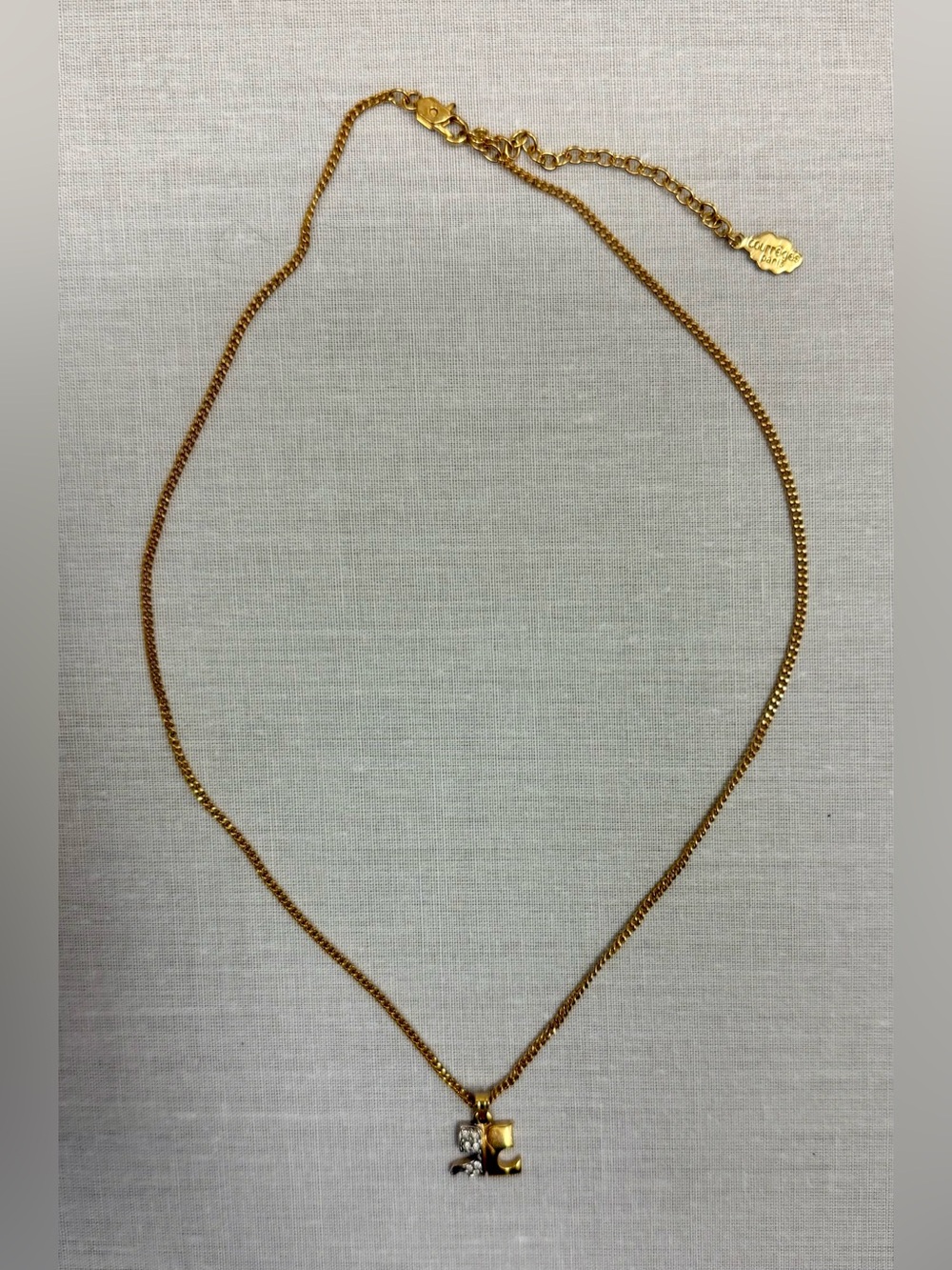 COURREGES Paris Vintage Y2K Luxury Everyday Two-Tone Rhinestone Logo Necklace - Picture 4 of 10